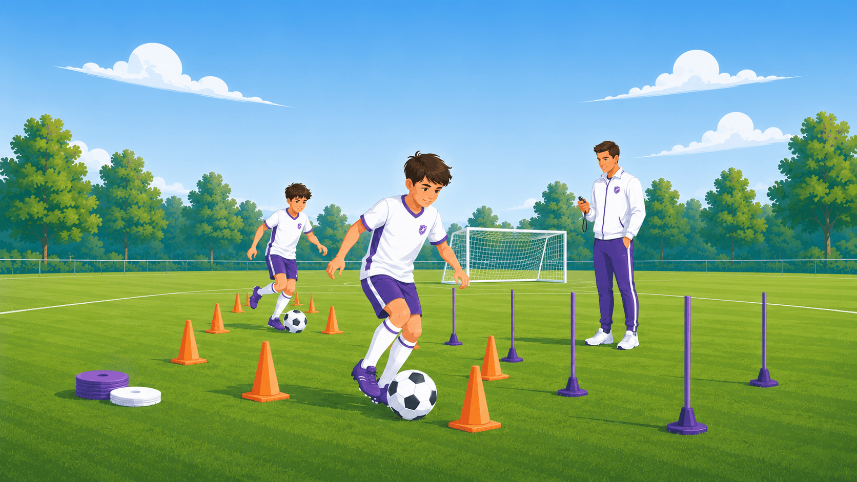 Ein Trainer trainiert junge Fußballspieler - ein Beispiel für ein Nischenunternehmen